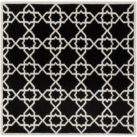 Safavieh 8 ft. x 8 ft. Square Contemporary Dhurries- Black and Ivory- Flatweave Rug DHU548L-8SQ